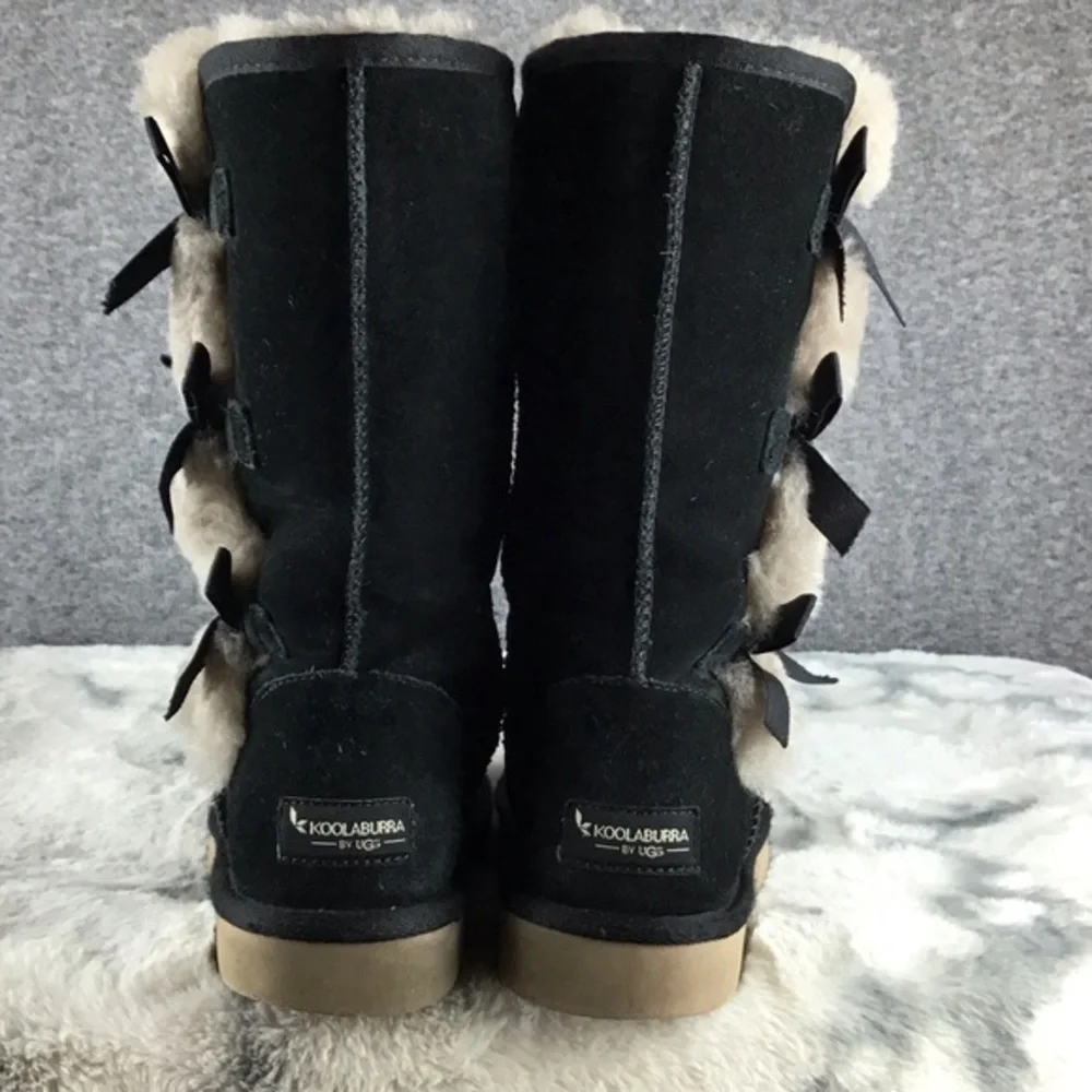 UGG Koolaburra Suede Victoria Three Bow Faux Fur Lined Boot‎ Size 7